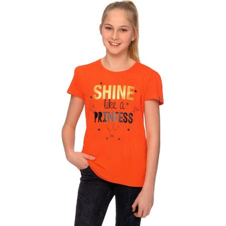Tiener Meisje T-shirt - Shine Like A Princess - Voor Koningsdag - Holland - Maat: 122/128