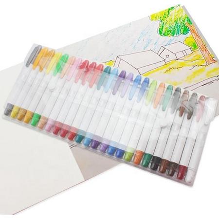 Aquarelkrijt Stiften Waskrijt Crayon Pennen - Professionele Set met 24 kleuren - voor Kinderen en Volwassenen