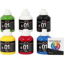 A-color Acrylverf - Colour School, primaire kleuren, 01 - glossy, 6x500 ml