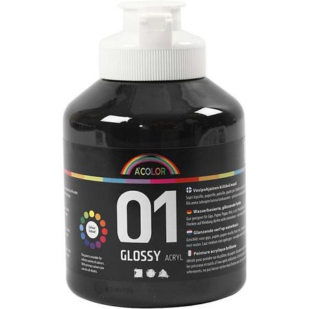 A-color Glossy acrylverf, zwart, 01 - glossy, 500 ml