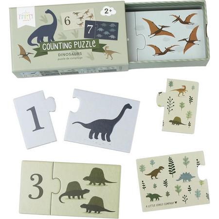 Telpuzzel: Dinosaurussen - leren tellen - kleuters - puzzel - A Little Lovely Company