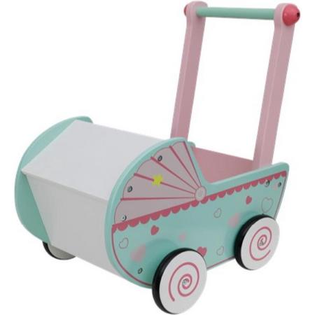 Poppenwagen - Houten poppenwagen - Speelgoedwagen - Speelgoed bak - Wagen inclusief dekentje - Wandelwagen - Poppen - Pop