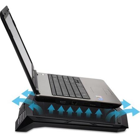 MaXxter Laptopstandaard - Laptopkoeler - Ventilator Standaard - Laptop cooler - Geschikt voor laptops tot 15 inch - Inclusief USB poort en LED-verlichting - Notebookstandaard- Thuiswerken