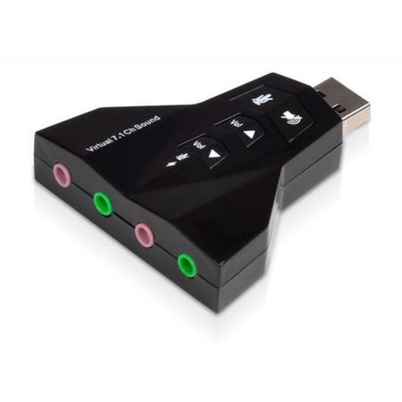 Externe Dual USB 2.0 Geluidskaart - 3D 7.1 CH Surround Sound Card / Audio Kaart Adapter -3.5 mm Microfoon/Line Ingang & Aux Stereo Uitgang - PC / Apple Mac OS Compatible - Plug&Play