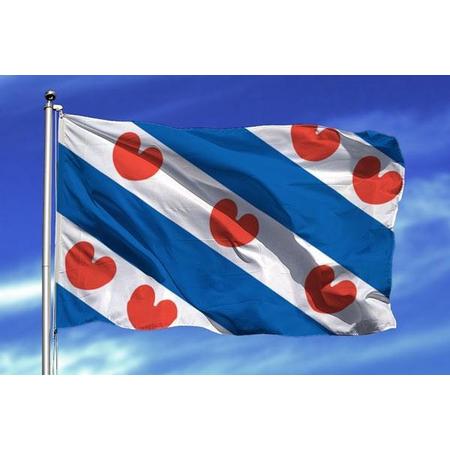 Friese Vlag - Grote Friesland/Fryslan Boppe Provincie Flag - Friesche Vlaggenmast Vlag - Van 100% Polyester - UV & Weerbestendig - Met Versterkte Mastrand & Messing Ogen - 90x150 CM