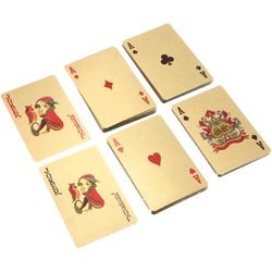 Luxe Goud Kleurige Speelkaarten Set - Poker Kaartspel - Poker Spel Kaarten - Spelkaarten - 500 Euro Model - Gouden Plastic Playing Cards Geplastificeerd - Pokerkaarten - Complete Set Van 54 Kaarten