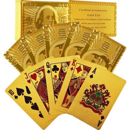 Luxe Gouden Speelkaarten Set - Poker Kaarten / Poker Set Kaartspel - Plastic Playing Cards Geplastificeerd / Spel Kaarten