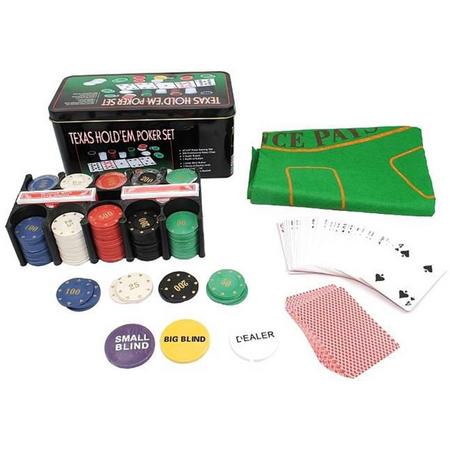 Texas Hold Em Poker Set - Pro Pokerset Met 200 Poker Chips / Pokerkaarten Cards / Speelkleed