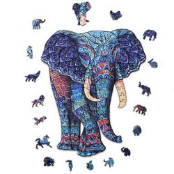 ACROPAQ Houten puzzel olifant - 150 Stukjes, A4 formaat 210 x 297 mm, Puzzelstukjes in dierenvormen, Gemaakt van hoogwaardig hout - Houten puzzel volwassenen, Puzzel, Puzzel volwassenen, Kinderpuzzel