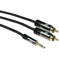 ACT 2 meter High Quality audio aansluitkabel 1x 3,5mm stereo jack male - 2x tulp male AK6230