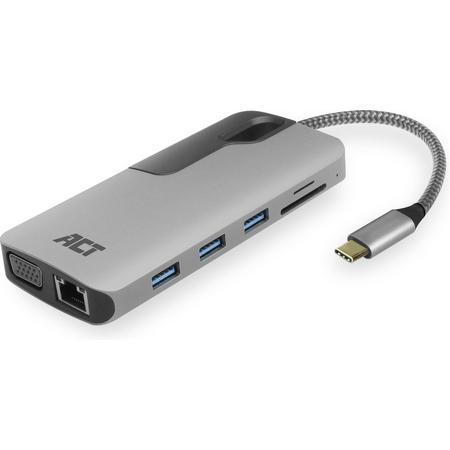 ACT AC7043 USB-C naar HDMI of VGA female multiport adapter