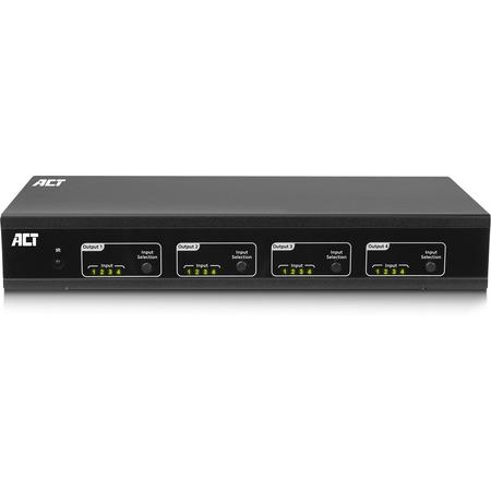 ACT HDMI 2.0 4K Matrix Switch 4x4, IP, RS232, afstandsbediening, software AC7860