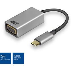 ACT USB-C naar VGA female adapter, kabellengte 0,15m, aluminium behuizing AC7000