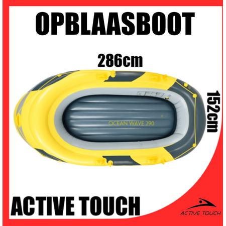 Active Touch Opblaasboot 286cm x 152cm - Inclusief Aluminium Peddels, Matchbag en Wet Bag