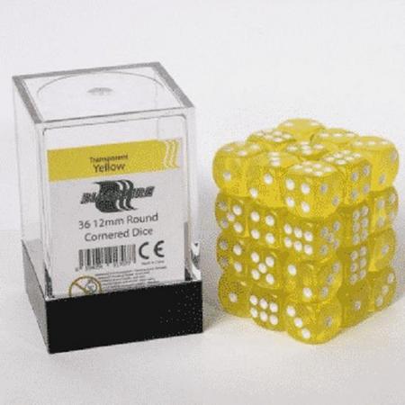 Blackfire Dice Cube 12mm D6 36 Dice Set Transparent Yellow