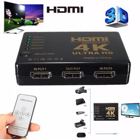 HDMI 4K Switch Splitter Inclusief Afstandbediening 1080P 5 Poorts
