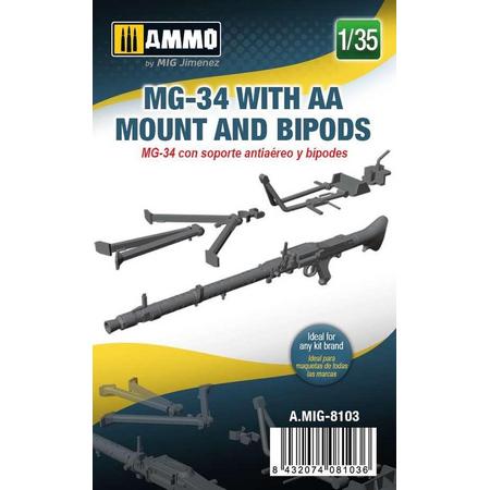 1:35 AMMO MIG 8103 MG-34 With AA Mount and Bipods Resin onderdeel