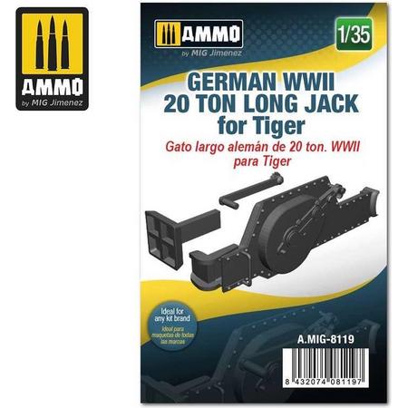 1:35 AMMO MIG 8119 GERMAN WWII 20 TON LONG JACK for Tiger Resin onderdeel