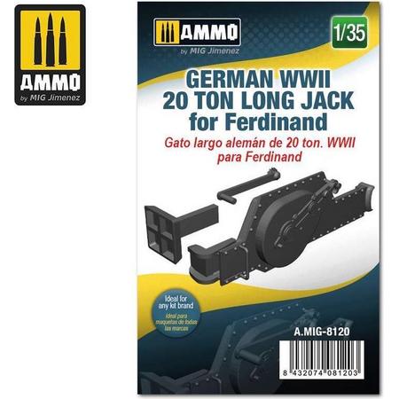 1:35 AMMO MIG 8120 GERMAN WWII 20 TON LONG JACK for Ferdinand Resin onderdeel