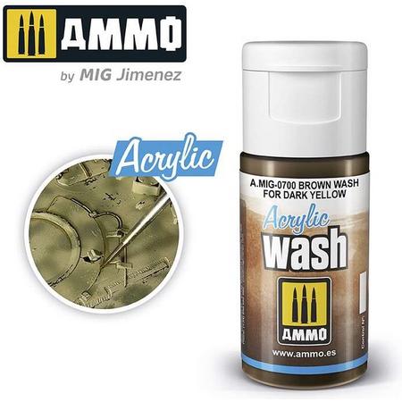AMMO MIG 0700 Acrylic Wash Brown for Dark Yellow - 15ml Effecten potje