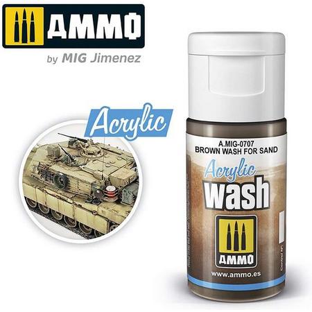 AMMO MIG 0707 Acrylic Wash Brown for Sand - 15ml Effecten potje