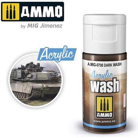 AMMO MIG 0708 Acrylic Wash Dark - 15ml Effecten potje