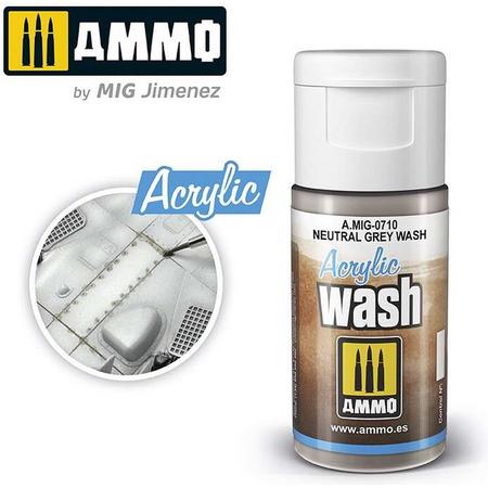 AMMO MIG 0710 Acrylic Wash Neutral Grey - 15ml Effecten potje