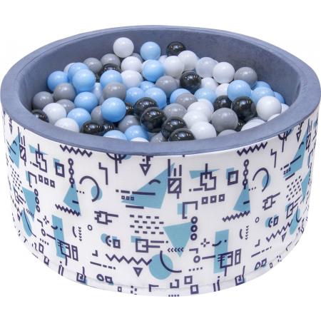 Ballenbak - stevige ballenbad --90 x 40 cm - 200 ballen Ø 7 cm - blauw, wit, grijs en zwart