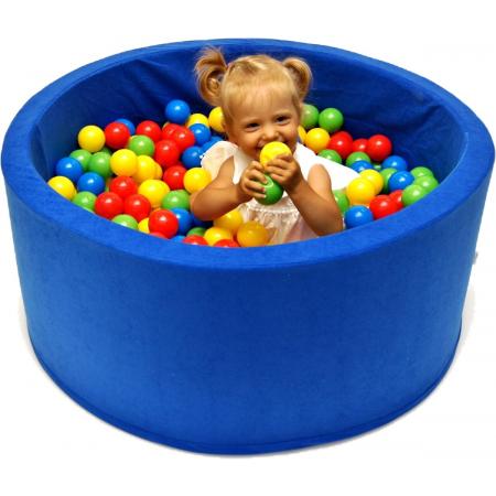Ballenbak - stevige blauwe ballenbad - 90 x 40 cm - 200 ballen Ø 7 cm - rood, groen, geel en blauw