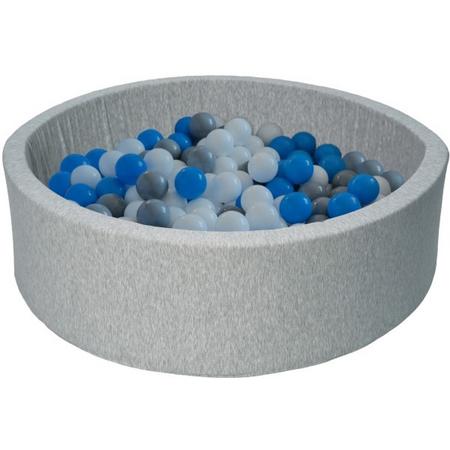 Ballenbad - stevige ballenbak - 90 x 30 cm - 150 ballen - wit blauw grijs