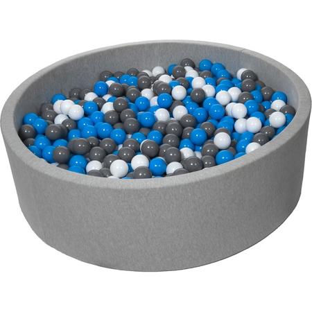 Ballenbak - stevige ballenbad - 125 cm - 1200 ballen - wit, blauw, grijs.