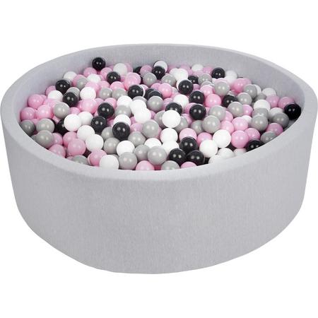 Ballenbak - stevige ballenbad - 125 cm - 1200 ballen - wit, roze, grijs.