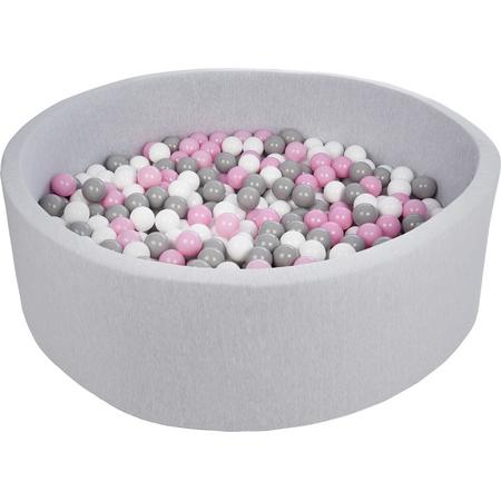 Ballenbak - stevige ballenbad - 125 cm - 600 ballen - wit, roze, grijs.