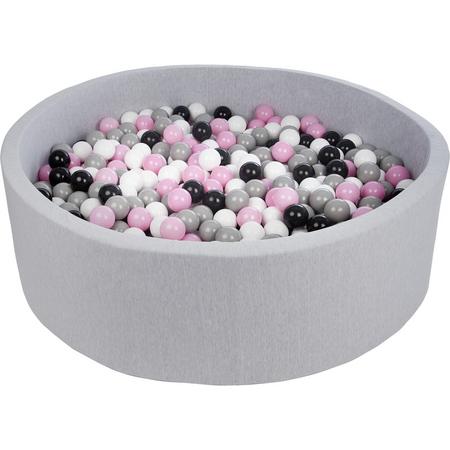 Ballenbak - stevige ballenbad - 125 cm - 900 ballen - wit, roze, grijs.
