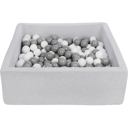 Ballenbak - stevige ballenbad - 90x90 cm - 300 ballen - wit, grijs.