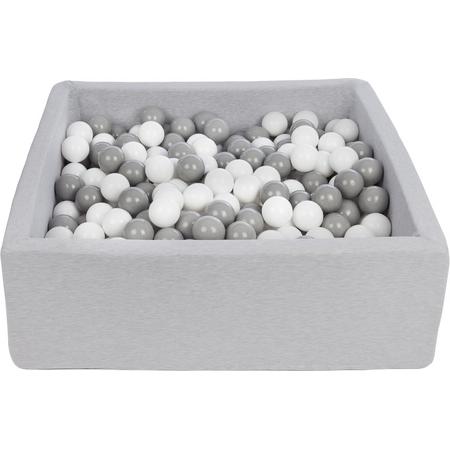 Ballenbak - stevige ballenbad - 90x90 cm - 450 ballen - wit, grijs.
