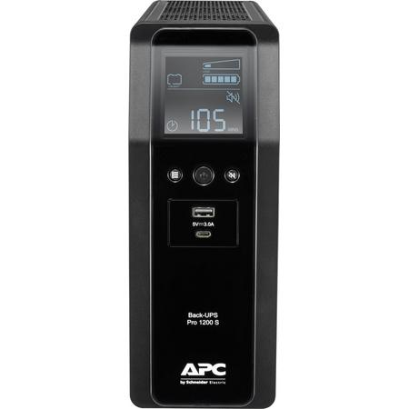 APC Back-UPS PRO BR1200SI - Noodstroomvoeding, 8x C13 uitgang, 2x USB charger (type A & C), 1200VA, USB dataport