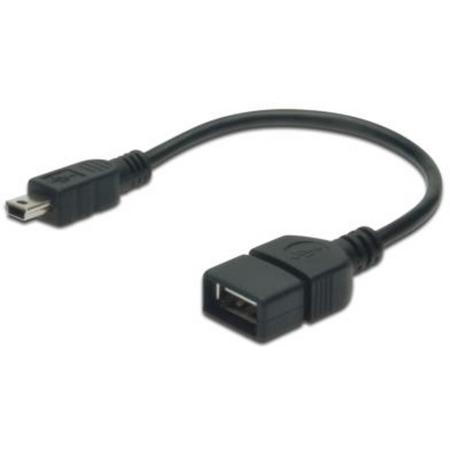 ASSMANN Electronic USB 2.0 OTG 0.2m USB mini B OTG Zwart kabeladapter/verloopstukje