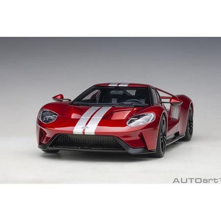 Ford GT - 2017, Liquid Red/Silver stripes - AutoArt 1/18
