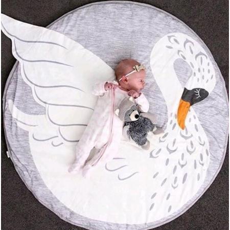 Baby Speelkleed Zwaan – Baby kamer Speelkleed – Baby Speel Mat - diameter 90cm