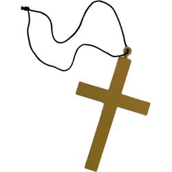 Monniks kruis - inclusief halshanger - 21 cm - Carnaval - Pastoor / Priester kruis