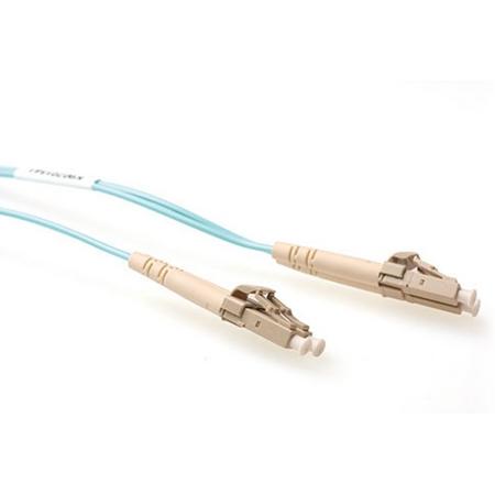 ACT LC Duplex Optical Fiber Patch kabel - Multi Mode OM3 - turquoise / LSZH - 0,25 meter