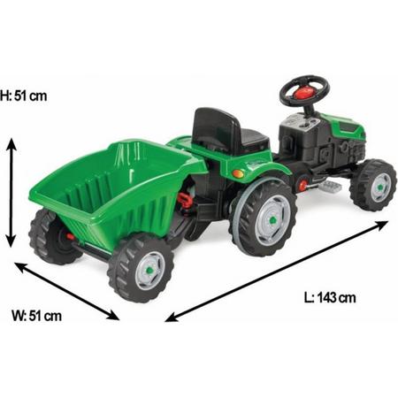 Traptractor met aanhanger- Traktor - Groen