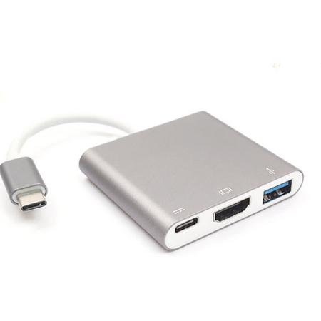 USB-C USB C hub zilver met naar HDMI USB 3.0 & USB-C