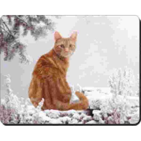 Rosse kat in sneeuw Muismat