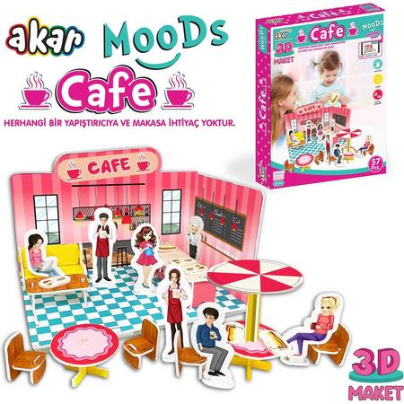 Akar Toys - Cafe - Puzzel / 3D Puzzel / 3D Puzzel Kinderen / Speelgoed - 57st