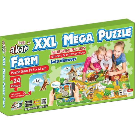 Akar Toys - Farm - Puzzel / XXL Puzzel / Speelmat / Speelgoed / Met GRATIS App - 91.5x61cm - 24st