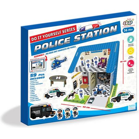 Akar Toys - Police Station - Puzzel / 3D Puzzel / 3D Puzzel Kinderen / Speelgoed - 59st