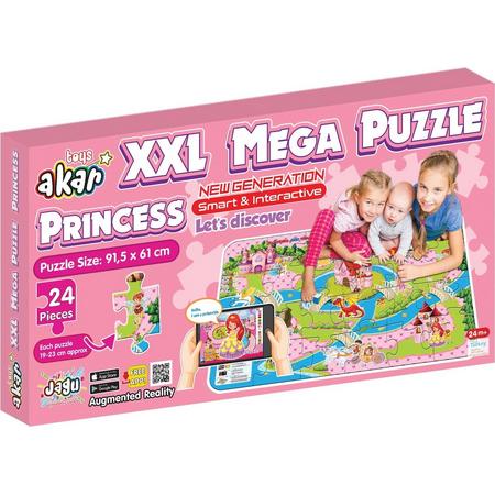 Akar Toys - Princess - Puzzel / XXL Puzzel / Speelmat / Speelgoed / Met GRATIS App - 91.5x61cm - 24st