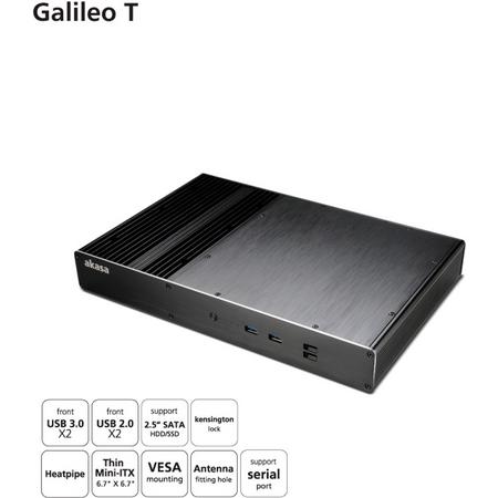 Akasa Galileo T, Fanless Aluminium Slim THIN Mini ITX Case